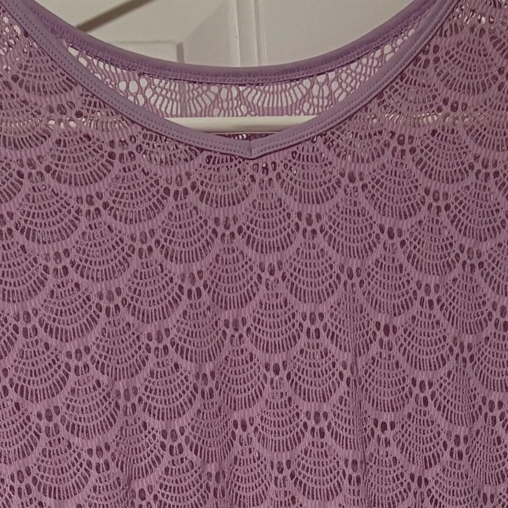 Elegant Purple Lace Girls Bathing Suit Coverup dress